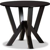 Irene 35" Round Wood Dining Table in Dark Brown Finish