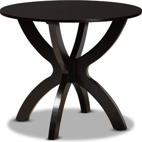 Tilde 35" Round Wood Dining Table in Dark Brown Finish