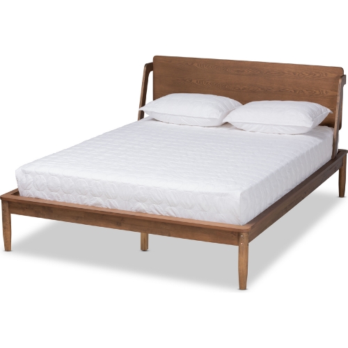 Sadler Full Platform Bed in Ash Walnut Finish Wood