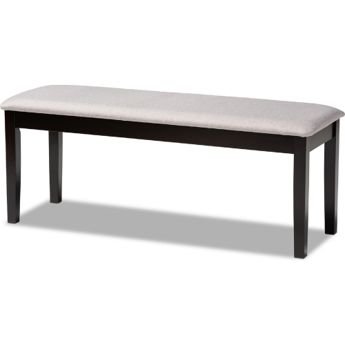 Teresa Dining Bench in Gray Fabric & Dark Brown Wood