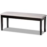 Teresa Dining Bench in Gray Fabric & Dark Brown Wood