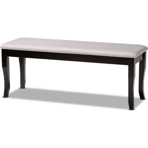 Cornelie Dining Bench in Gray Fabric & Dark Brown Wood