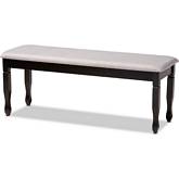 Corey Dining Bench in Gray Fabric & Dark Brown Wood