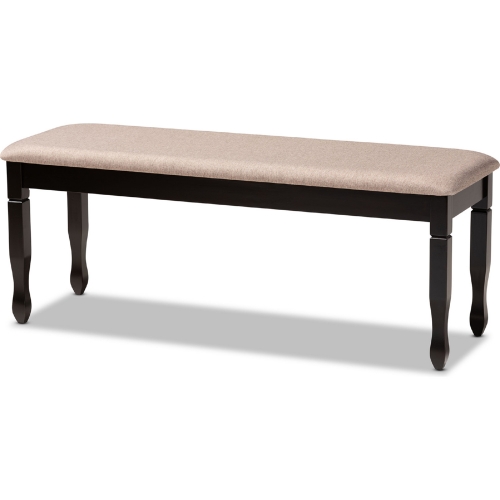 Corey Dining Bench in Sand Fabric & Dark Brown Wood