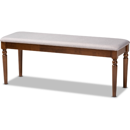 Giovanni Dining Bench in Gray Fabric & Walnut Finish Wood