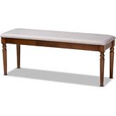 Giovanni Dining Bench in Gray Fabric & Walnut Finish Wood