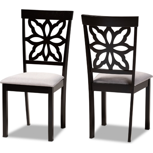 Samwell Dining Chair in Gray Fabric & Dark Wood (Set of 2)