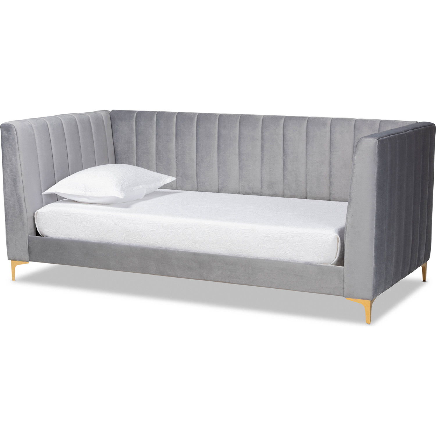 Baxton CF0344 Light Grey Daybed Twin Oksana Twin Daybed in