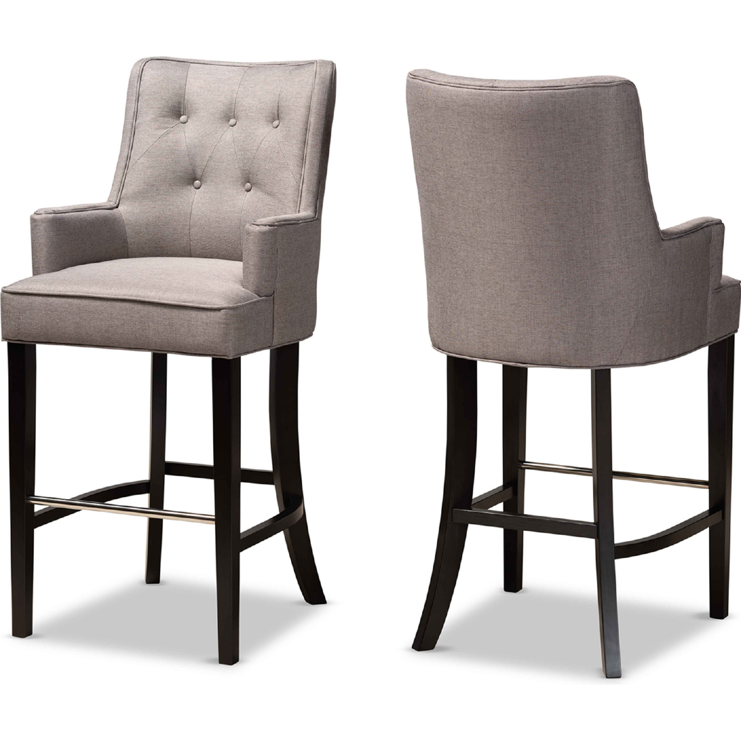 Baxton BBT5407B Grey Wenge BS Aldon Bar Stool in Tufted Gray