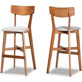 Cameron Bar Stool in Gray Fabric & Walnut Finish Wood (Set of 2)