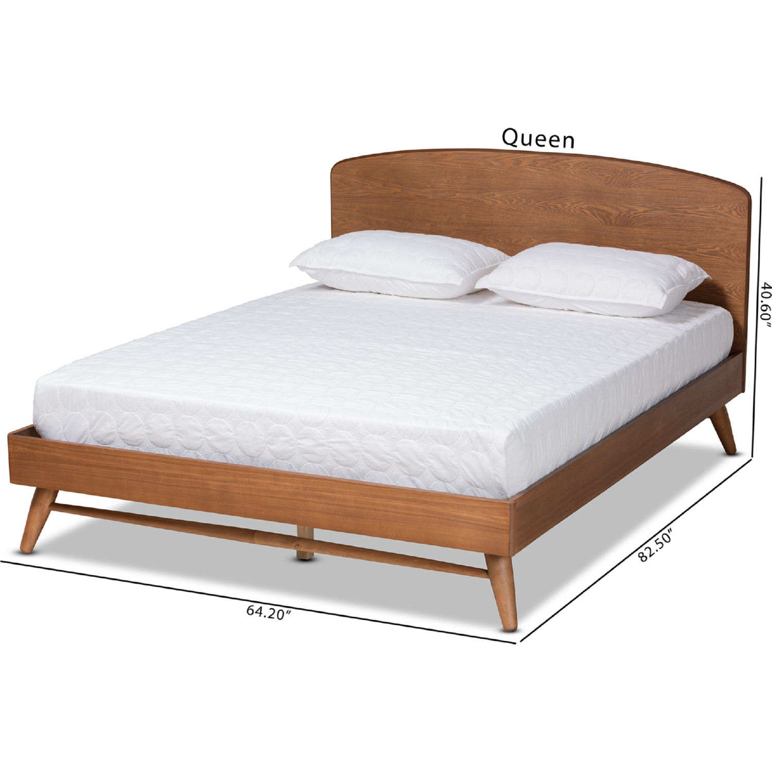 Baxton MG 2200 1 Ash Walnut Queen Keagan Queen Platform Bed in