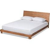 Haines Full Platform Bed in Walnut Brown Wood