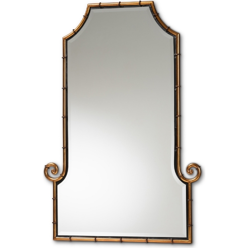 Layan Bamboo Inspired Wall Mirror in Gold Metal