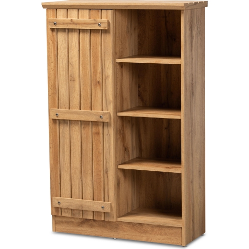 Eren 1 Door Shoe Cabinet in Oak Finish Wood