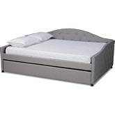 Becker Full Daybed w/ Trundle in Tufted Gray Fabric