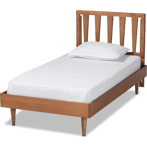 Kuro Twin Platform Bed in Walnut Brown Wood