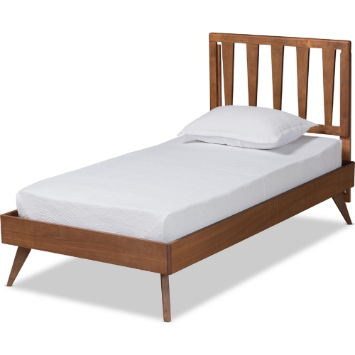 Michi Twin Bed in Ash Walnut Finish Wood