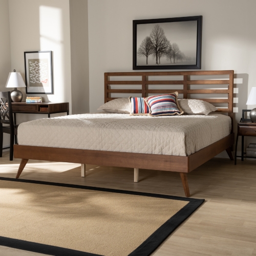 Shiro King Platform Bed in Ash Walnut Finish Wood