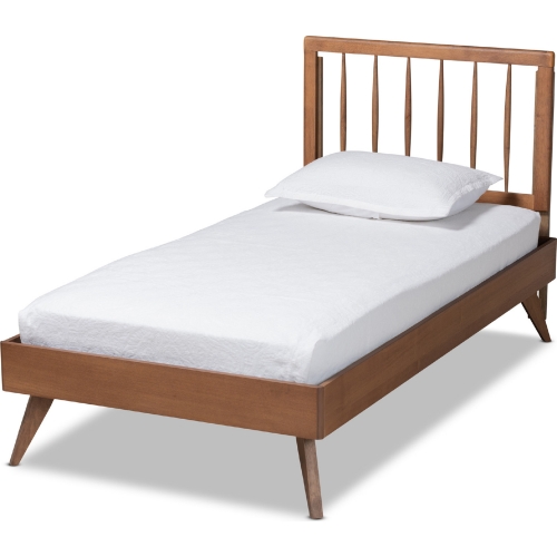 Toru Twin Platform Bed in Ash Walnut Finish Wood