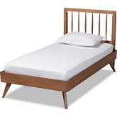 Toru Twin Platform Bed in Ash Walnut Finish Wood