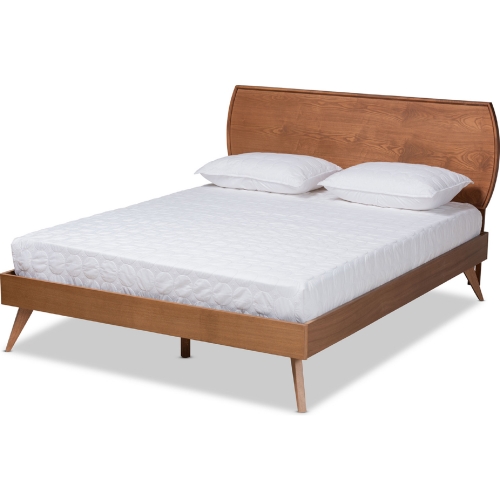 Aimi King Platform Bed in Walnut Brown Wood