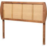 Harris Full Headboard in Ash Walnut Finish Wood & Synthetic Rattan