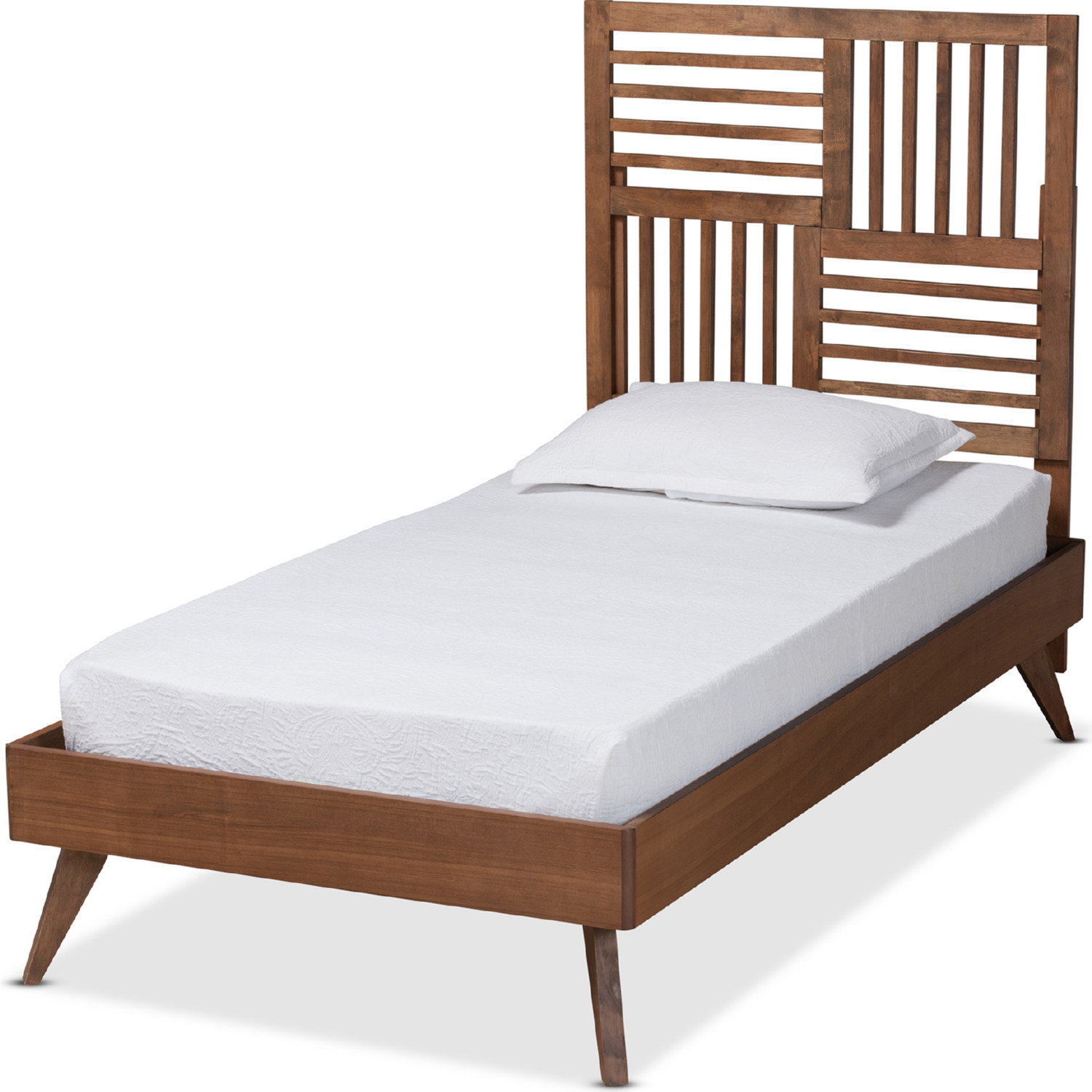 Gemma Twin Platform Bed in Walnut Finish Wood by Baxton Studio