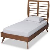 Yana Twin Platform Bed in Walnut Finish Wood