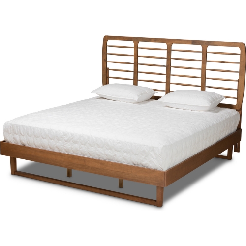 Lucie King Platform Bed in Walnut Brown Wood