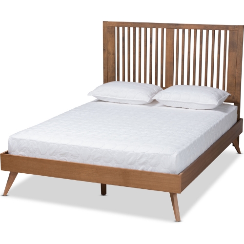 Takeo Full Platform Bed in Ash Walnut Finish Wood