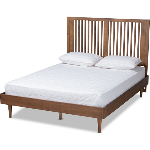 Kioshi Queen Platform Bed in Ash Walnut Finish Wood