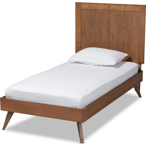 Amira Twin Platform Bed in Ash Walnut Finish Wood