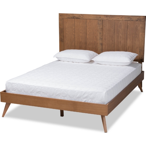 Amira Queen Platform Bed in Ash Walnut Finish Wood