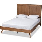 Amira King Platform Bed in Ash Walnut Finish Wood