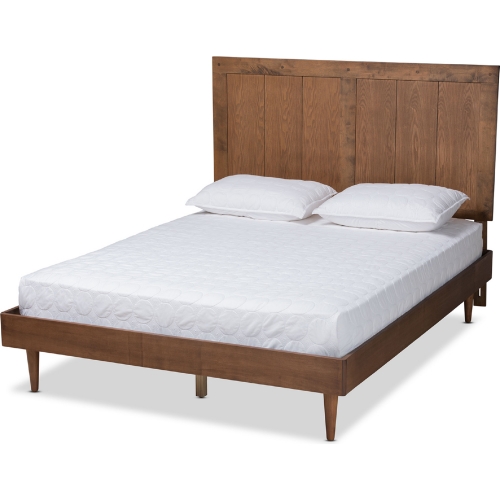 Nicola King Platform Bed in Ash Walnut Finish Wood