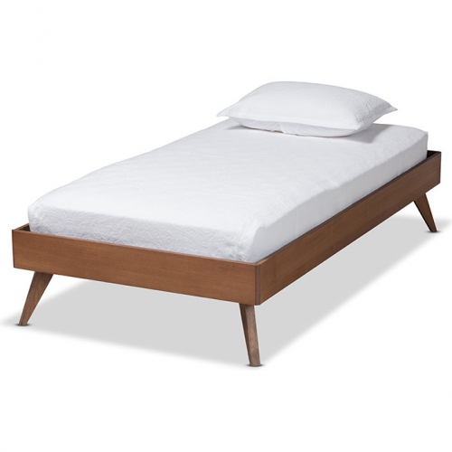 Lissette Twin Platform Bed in Ash Walnut Finish Wood