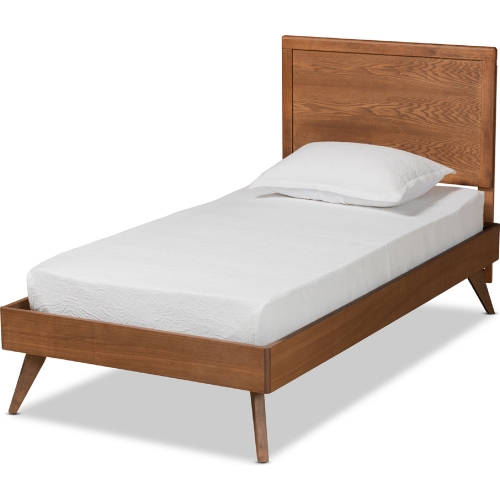 Jiro Twin Platform Bed in Walnut Brown Wood