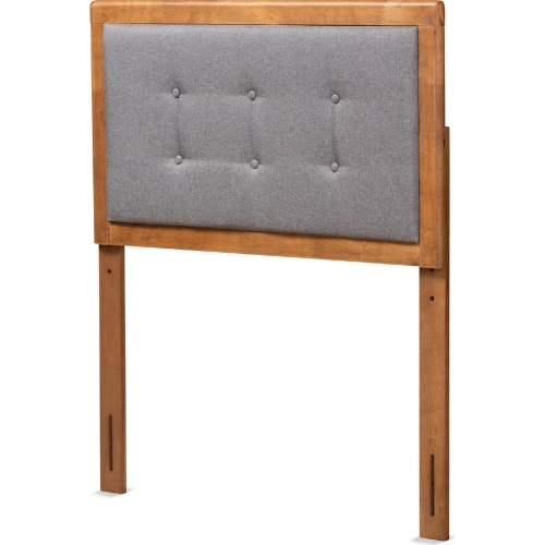 Sarine Twin Headboard in Tufted Dark Gray Fabric & Walnut Finish