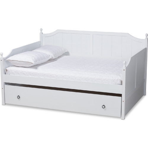 Millie Full Daybed w/ Twin Trundle in Cottage White Wood