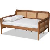 Toveli Full Daybed in Ash Walnut Finish Wood & Synthetic Rattan