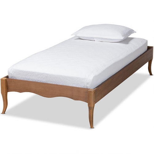 Marieke Twin Platform Bed in Ash Walnut Finish Wood Frame