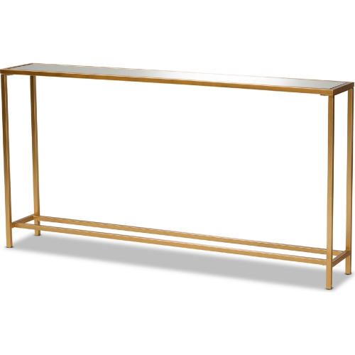 Alessa Console Table in Mirrored Glass & Gold Metal