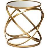 Desma End Table in Gold Metal & Mirror Glass