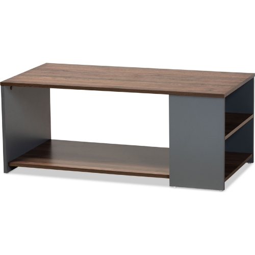 Thornton Storage Coffee Table in Walnut Finish & Gray Wood