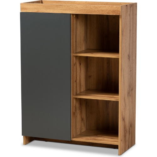 Caspian Shoe Cabinet in Gray & Oak Brown Wood