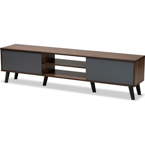 Clapton 70" TV Stand in Gray & Walnut Brown Wood