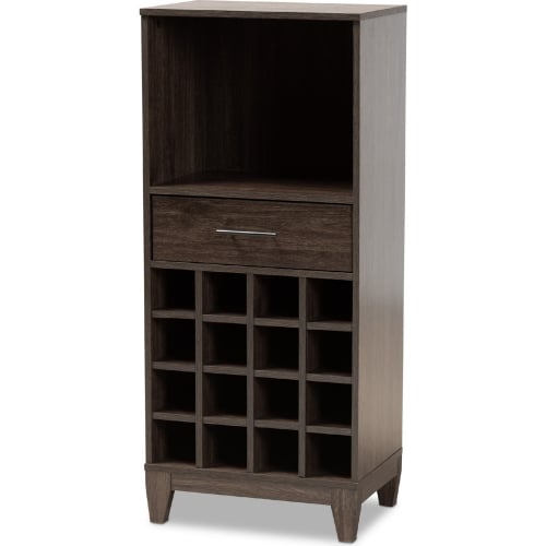 Trenton 1 Drawer Wine Cabinet in Dark Brown Wood