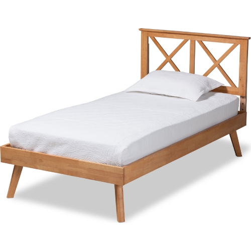 Galvin Twin Platform Bed in Brown Wood