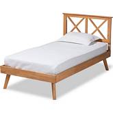 Galvin Twin Platform Bed in Brown Wood