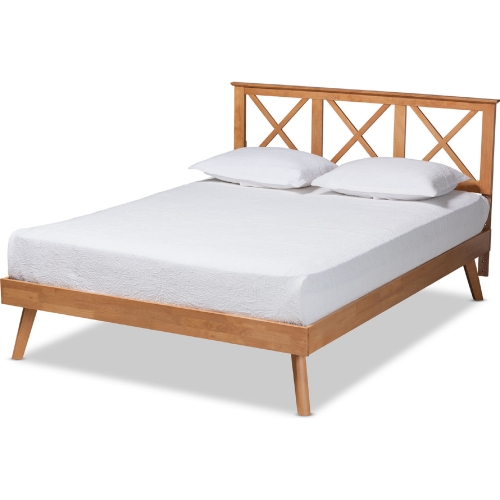 Galvin Queen Platform Bed in Brown Wood